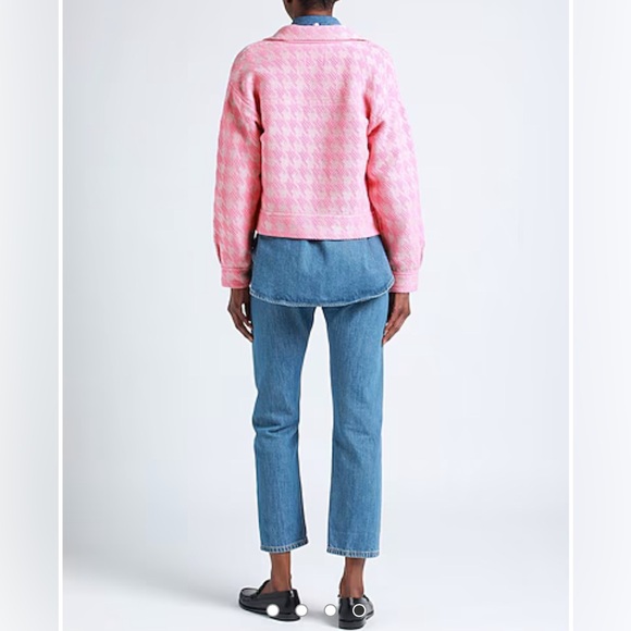 NWOT SANDRO Pink Houndstooth Cardi Coat Jacket - Picture 13 of 13
